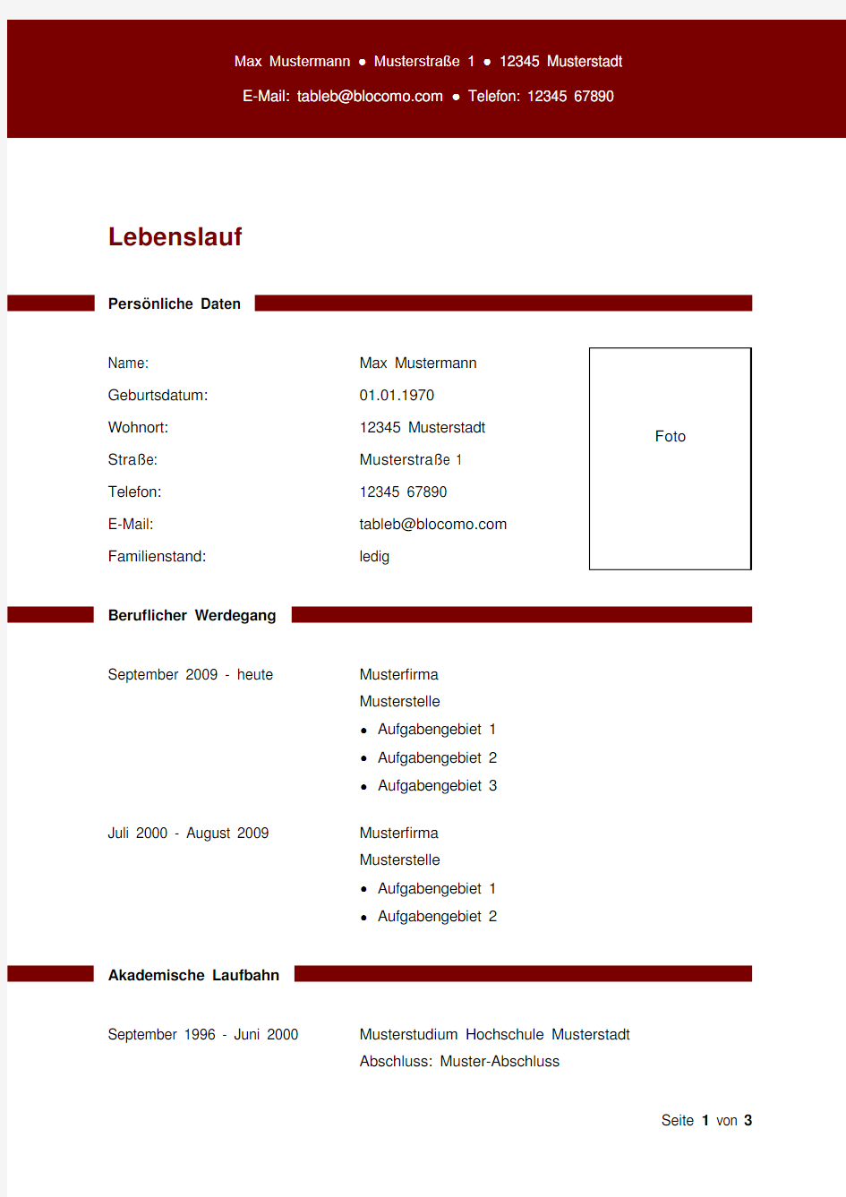 德语简历 lebenslauf