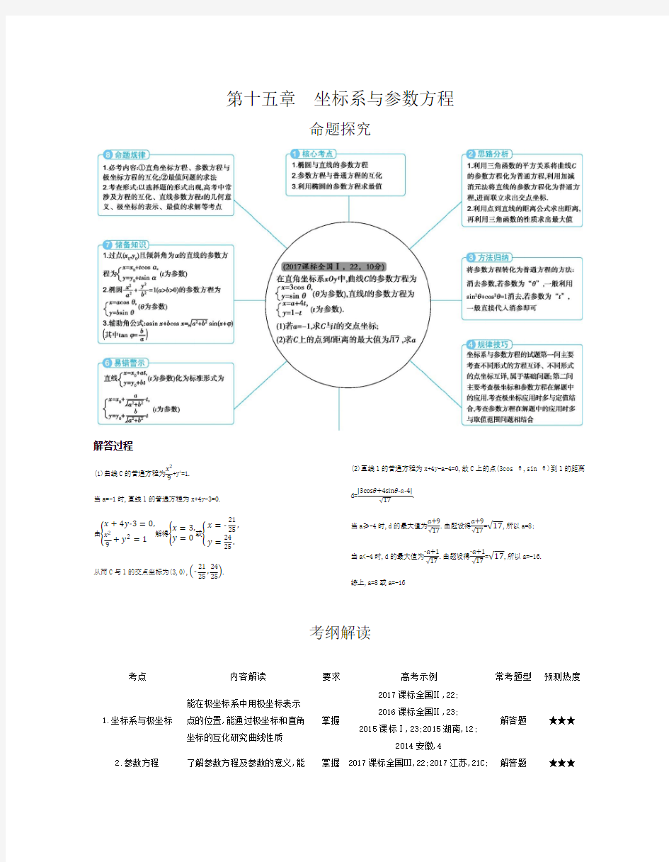 高考数学坐标系与参数方程