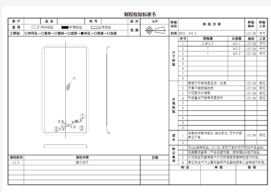 冲孔制程检验标准书