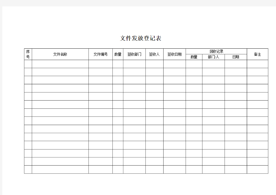 公司最新文件发放登记表