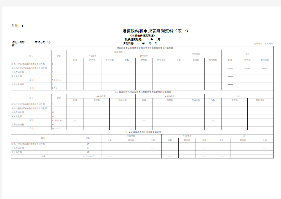 增值税纳税申报表excel模板