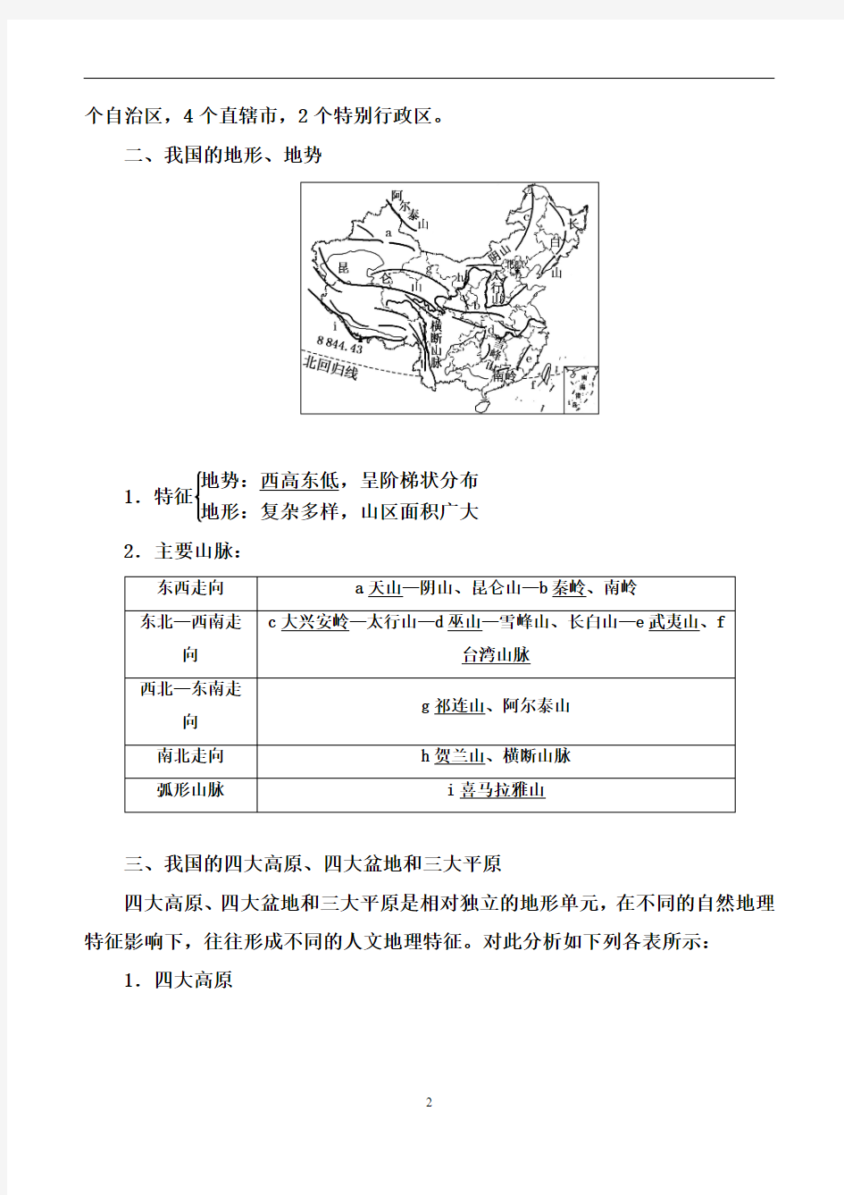中国地理知识点复习资料整理