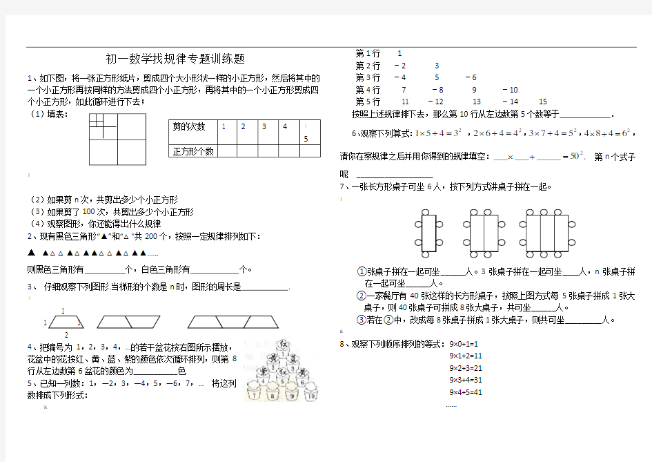 七年级数学找规律专题练习