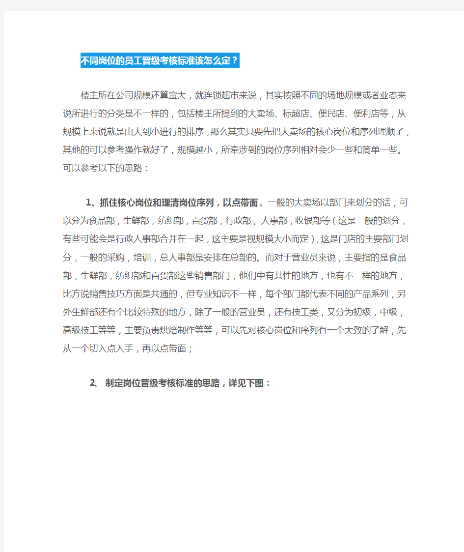 不同岗位的员工晋级考核标准该怎么定