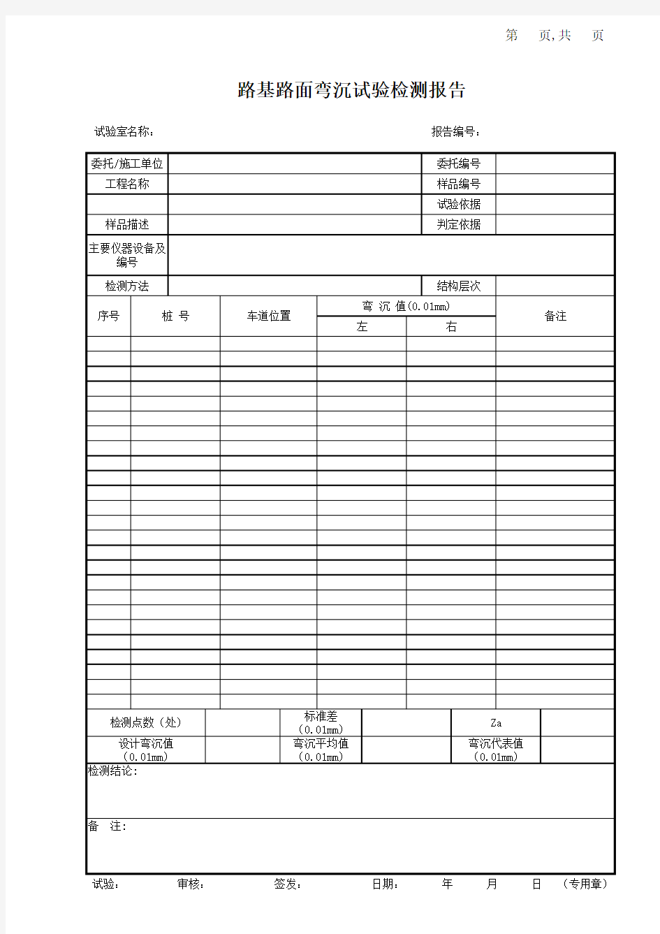 路基路面弯沉试验检测报告