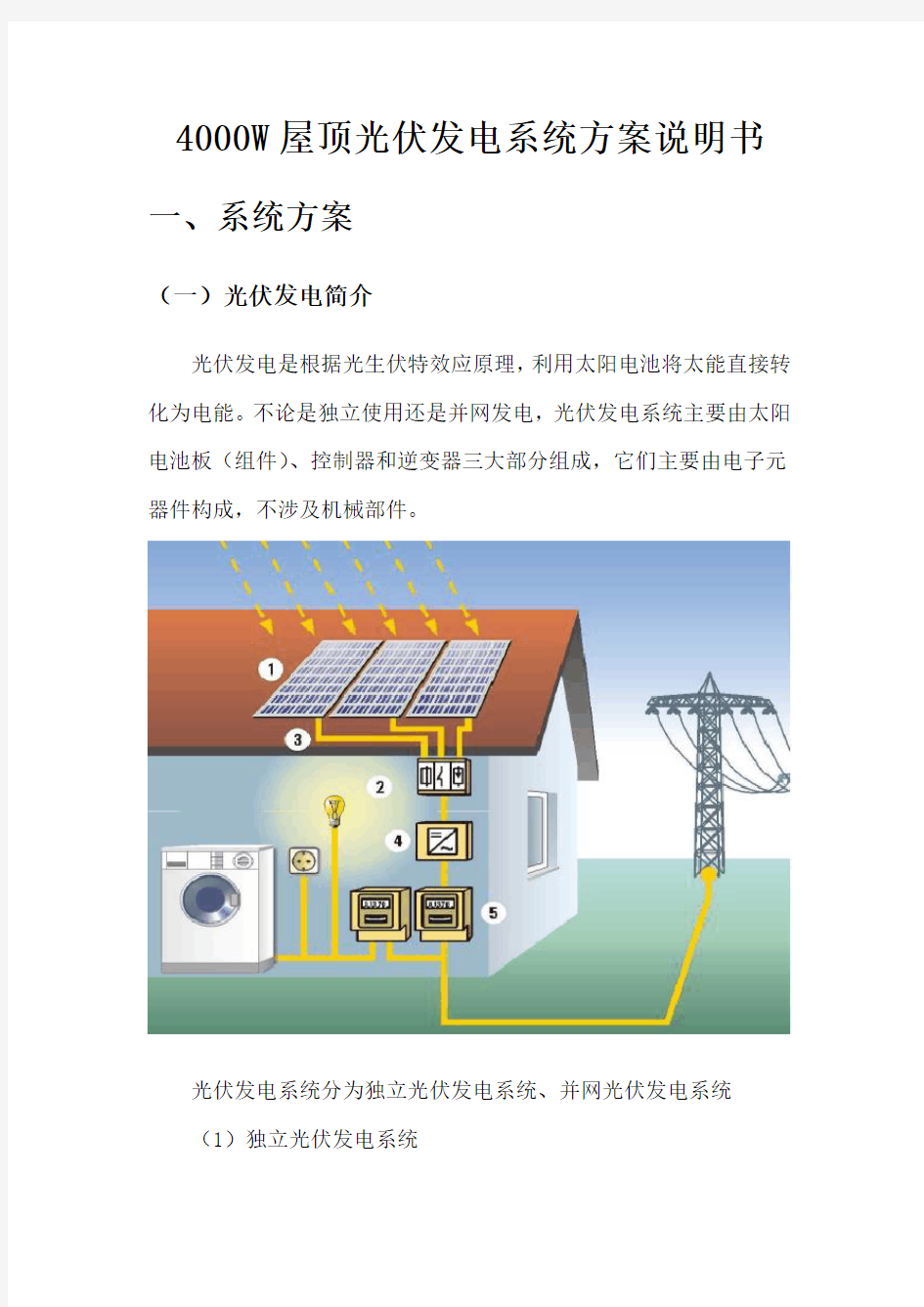 4000W屋顶光伏发电系统设计方案说明书