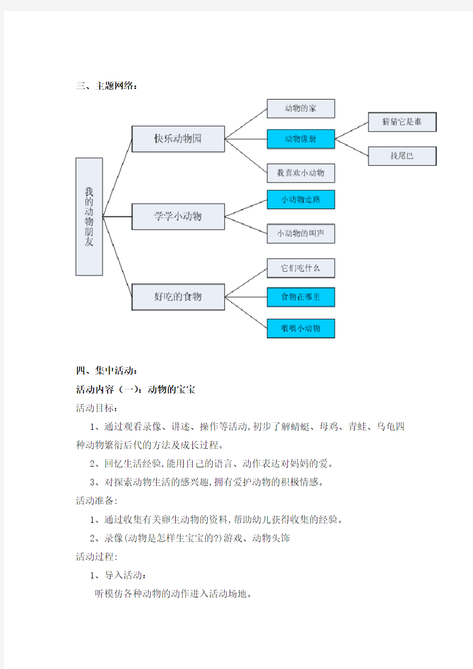 主题活动 可爱的小动物