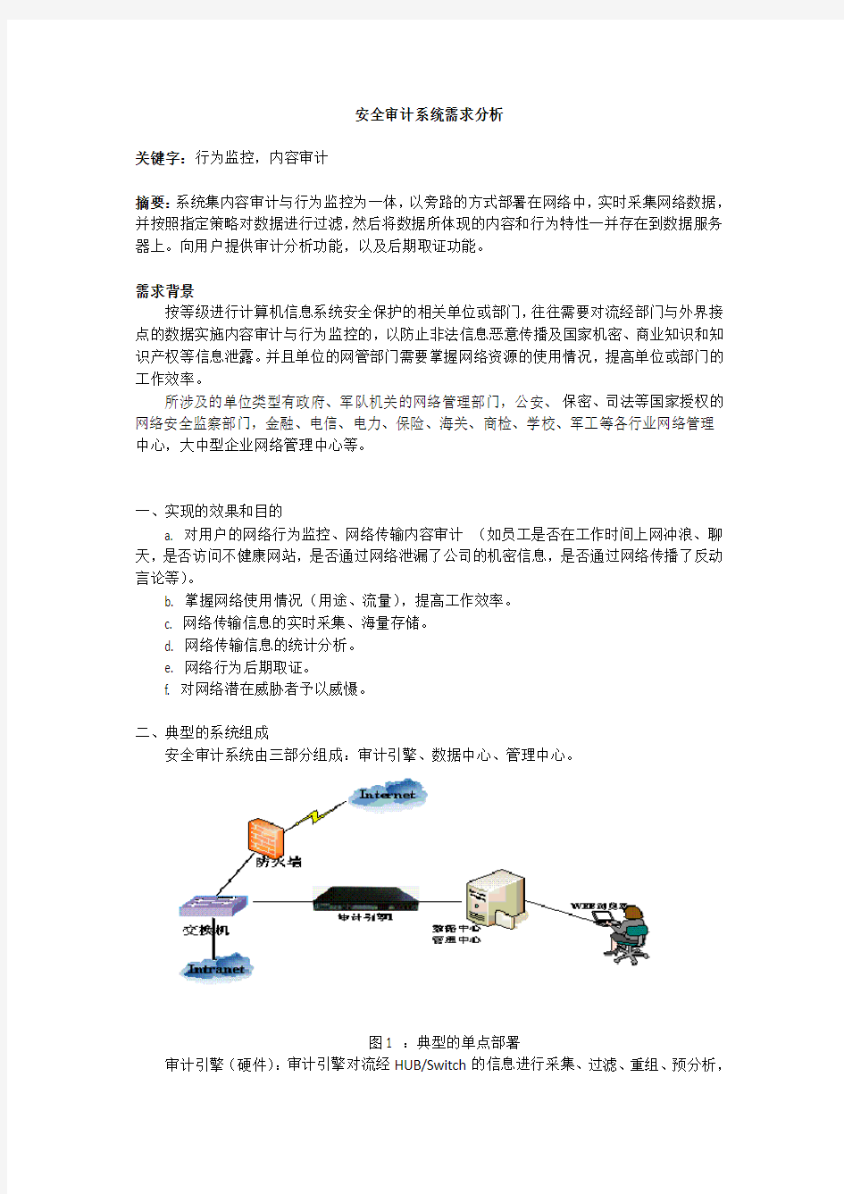 网络安全审计系统需求分析