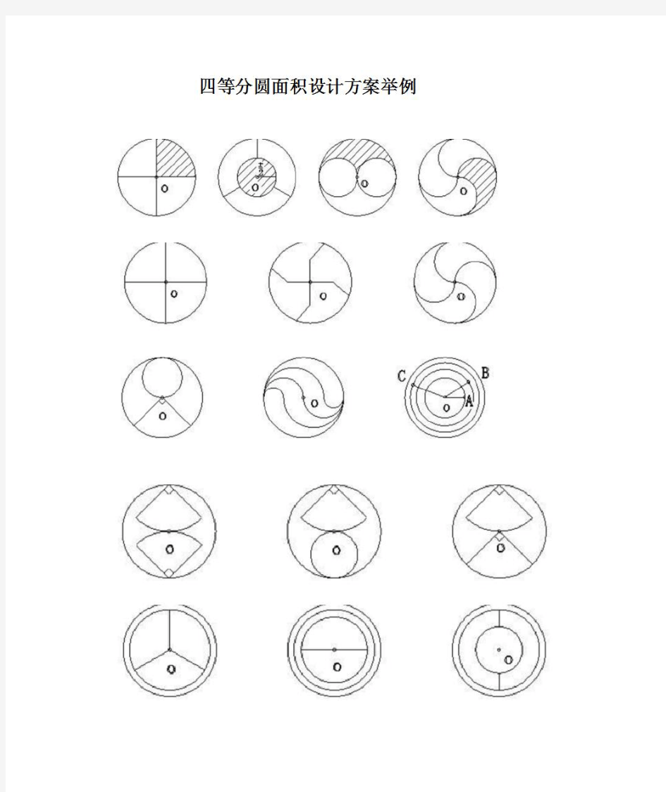 圆面积四等分35种方法