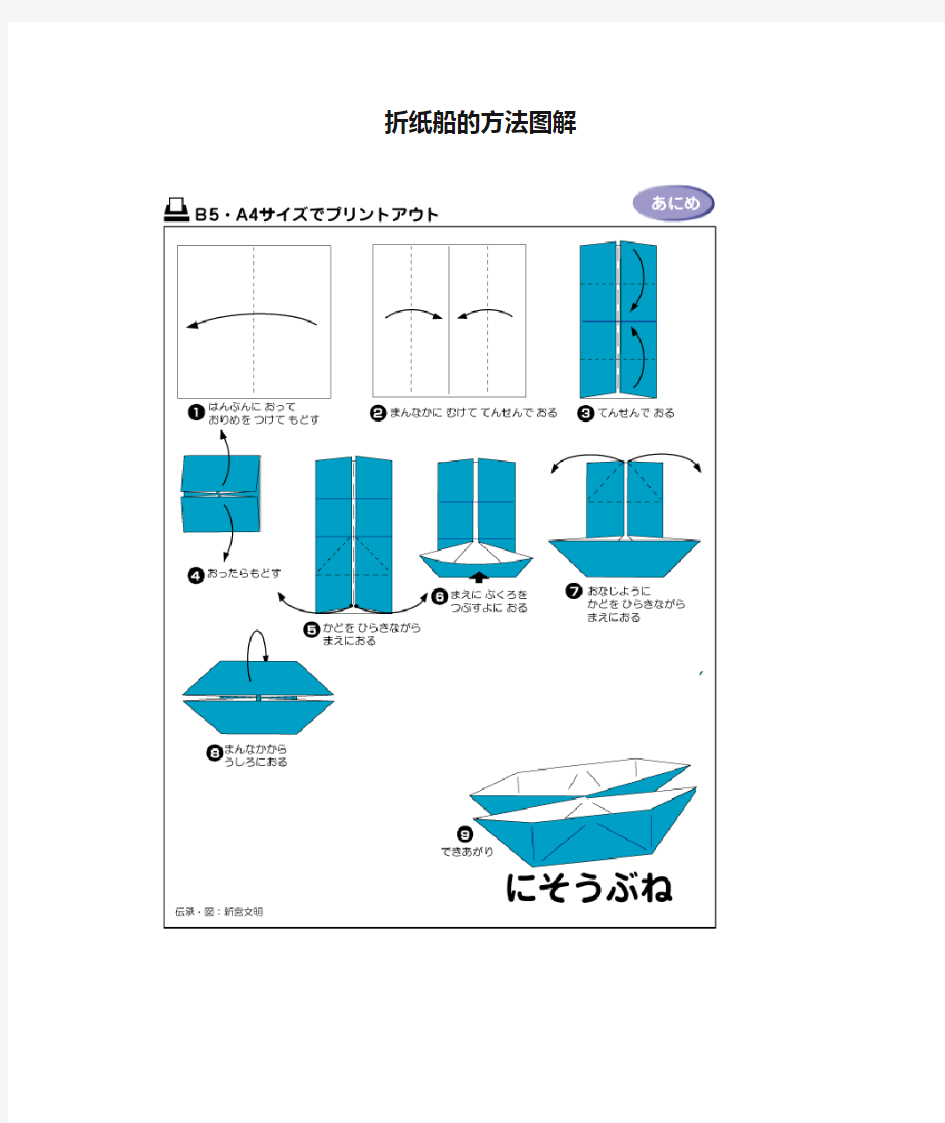 折纸船的方法图解