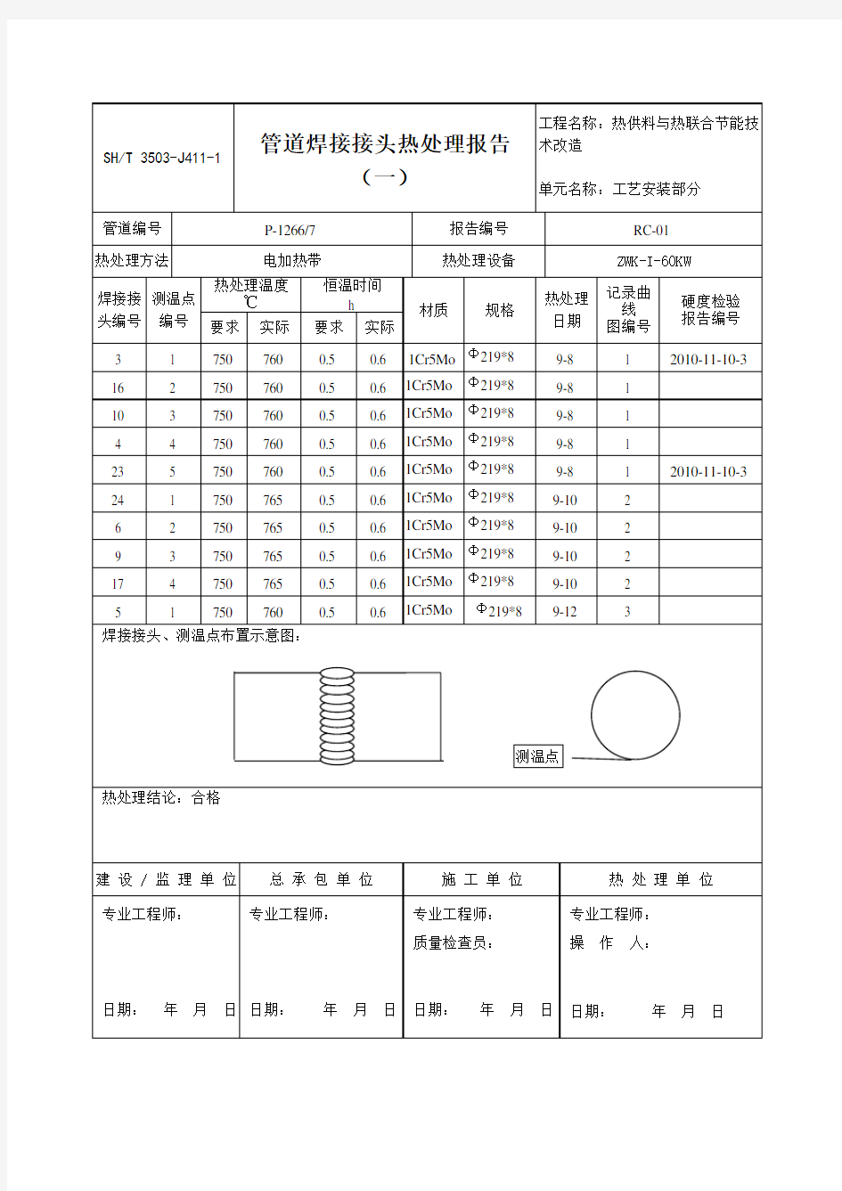 3503-J411-1管道焊接接头热处理报告