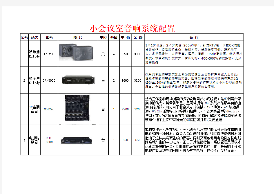 小会议室音响配置70平方