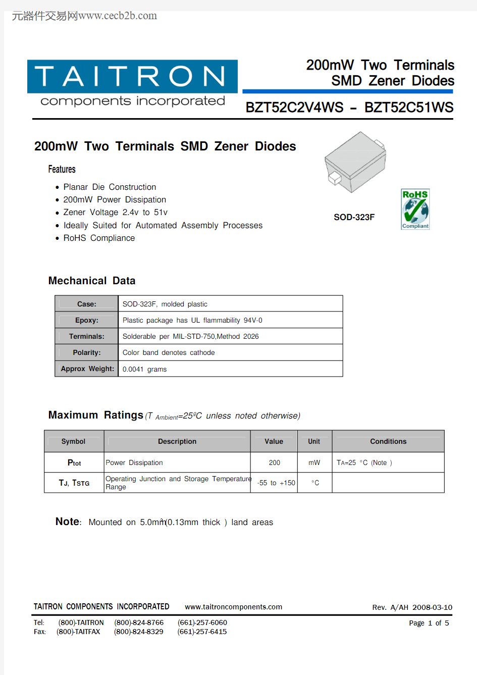 BZT52C3V0WS中文资料