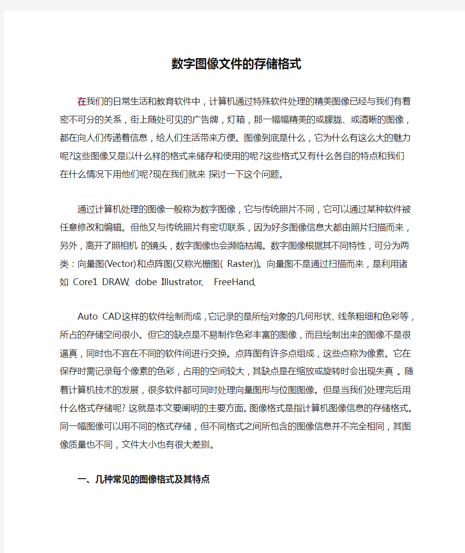 数字图像文件的存储格式