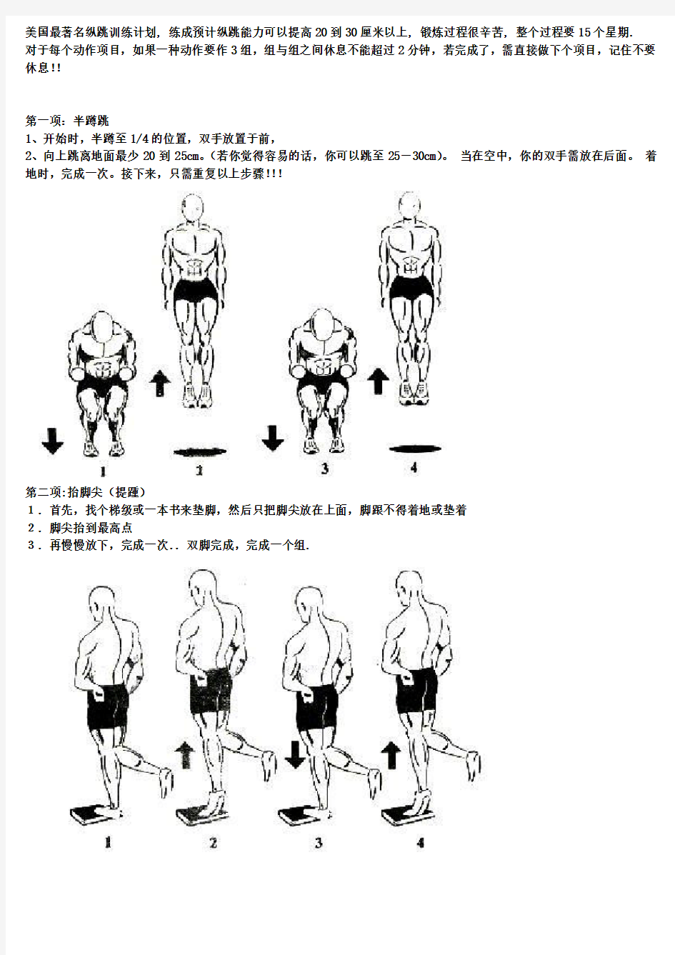 美国著名弹跳力训练(附图,计划表)