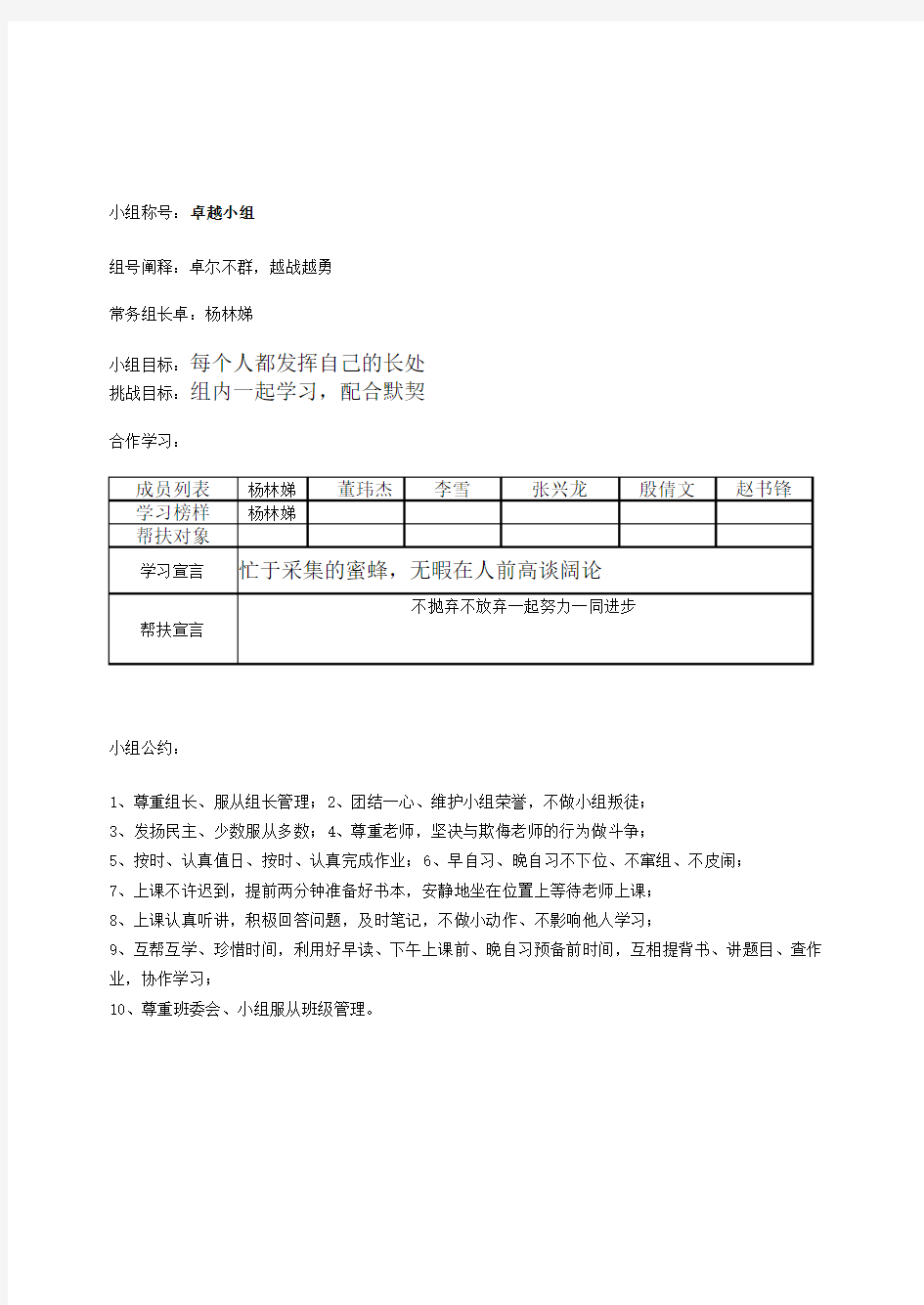 小组合作学习组名口号目标组训1.3