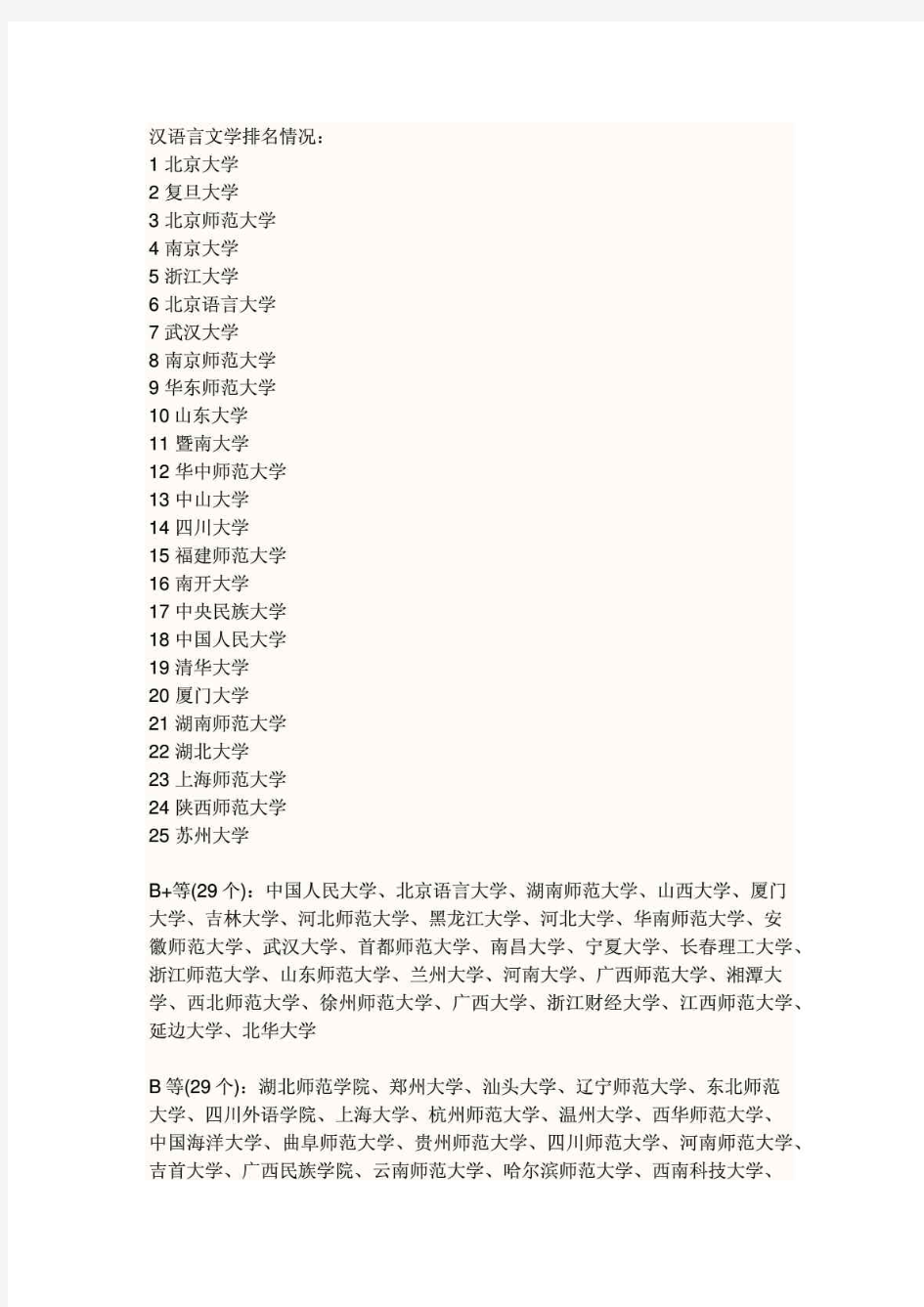 汉语言文学考研学校排名
