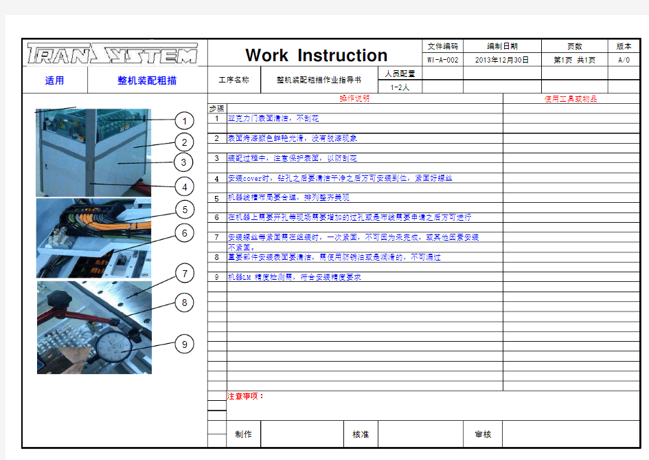 WI-A-002 整机装配粗描作业指导书