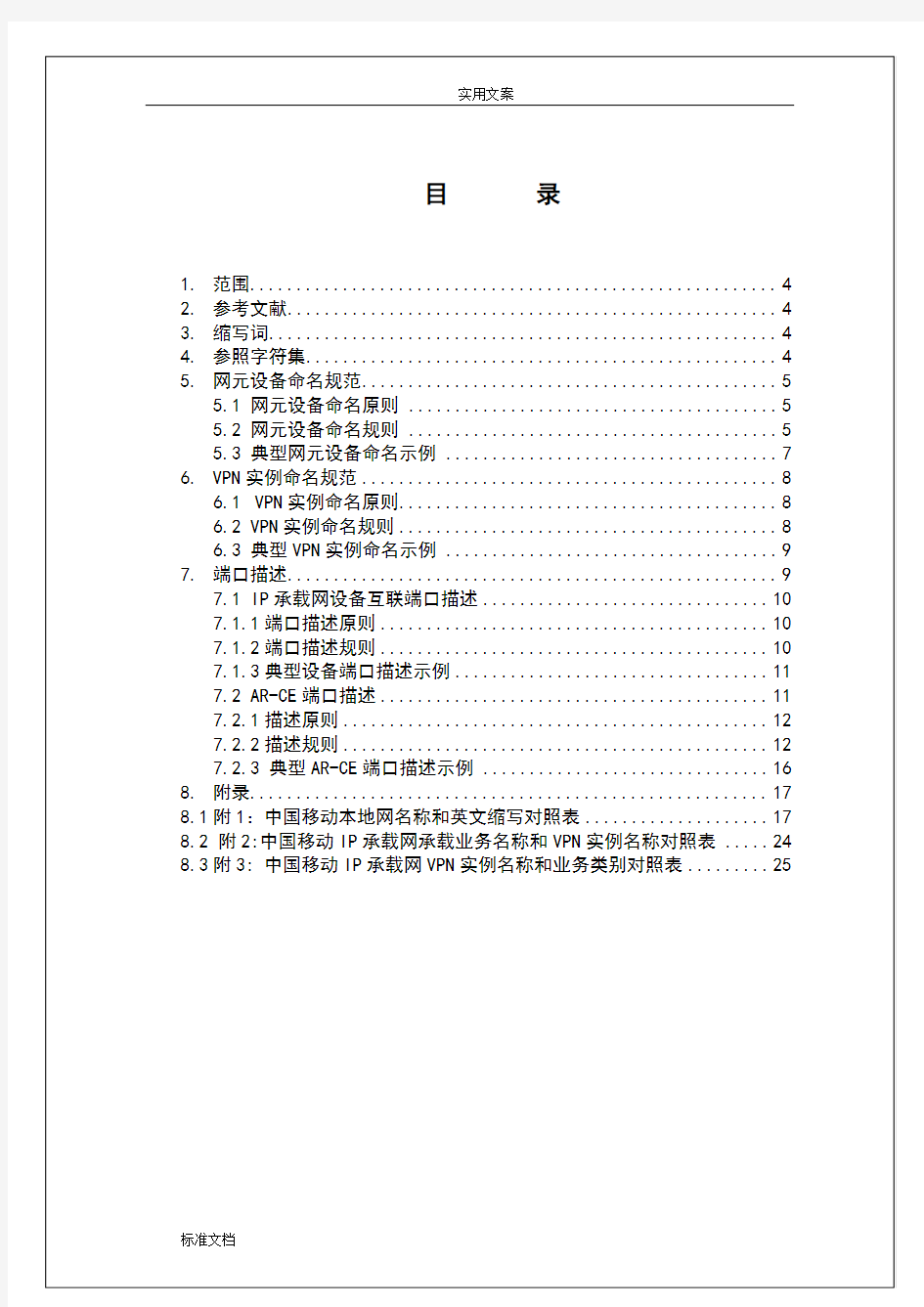 中国移动IP承载网网络资源命名要求规范(V2.1.5)