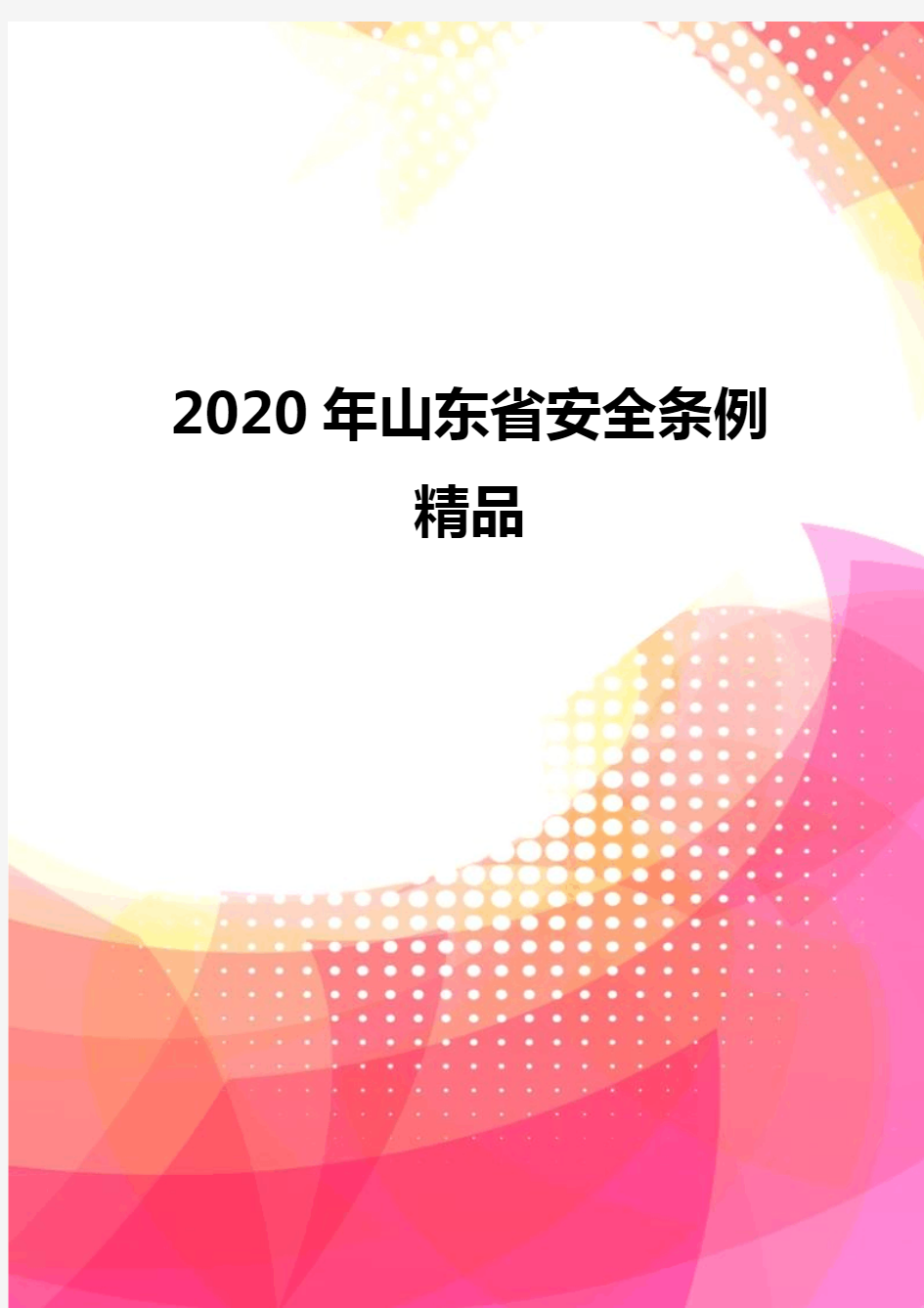 2020年山东省安全条例精品