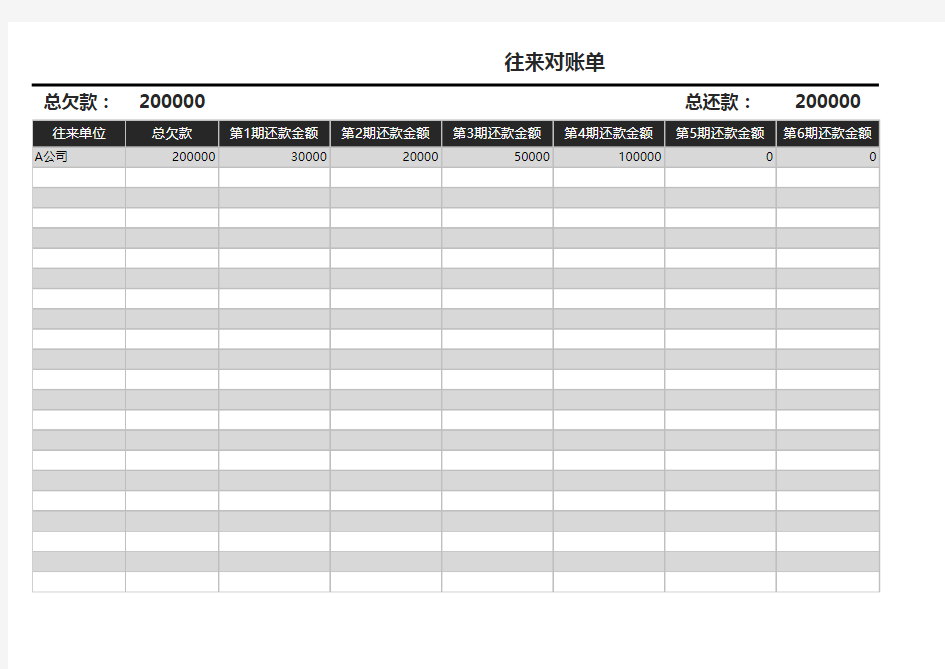 往来对账单