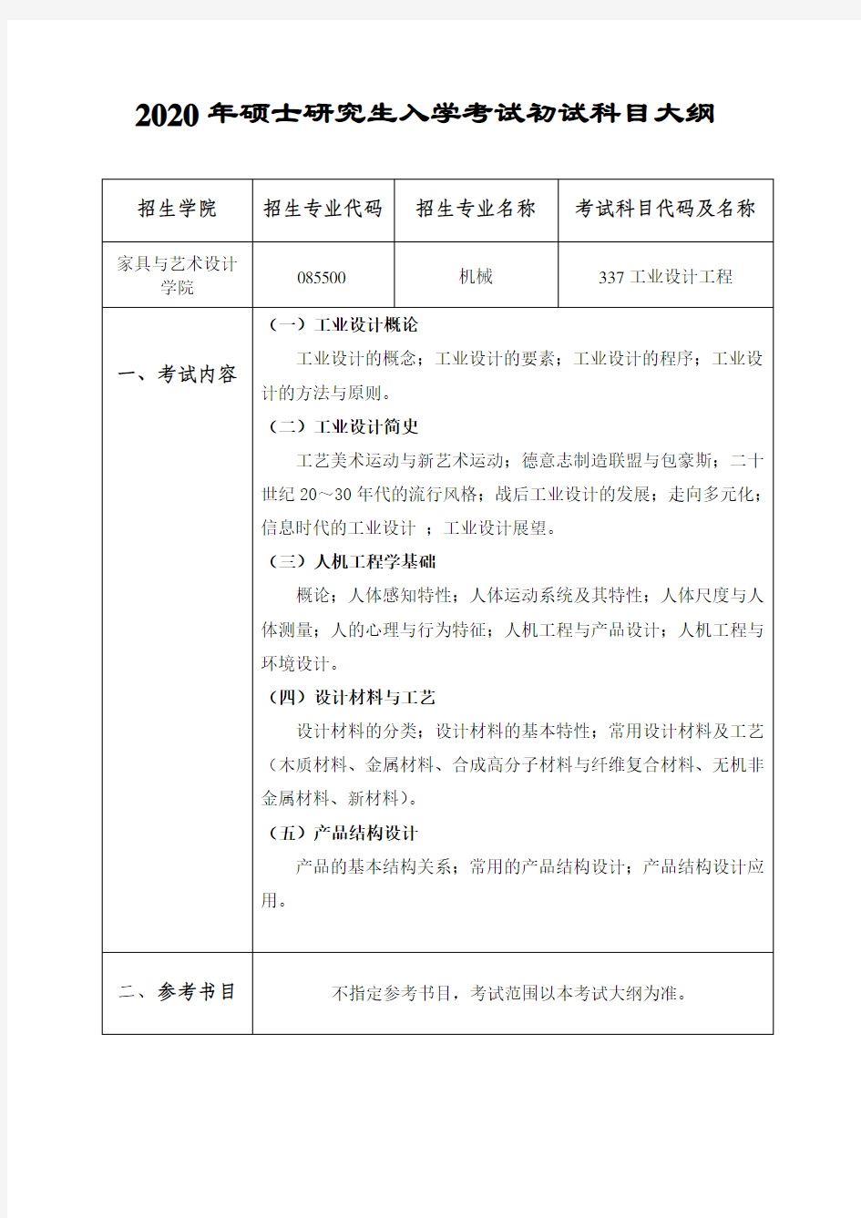 中南林业科技大学2020年337工业设计工程