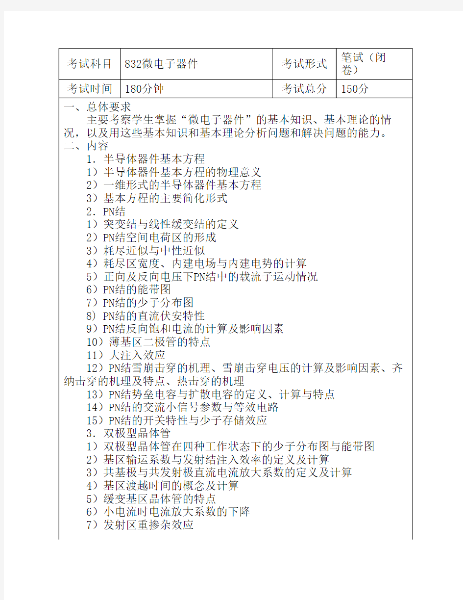 电子科大考试科目微电子与固体电子学