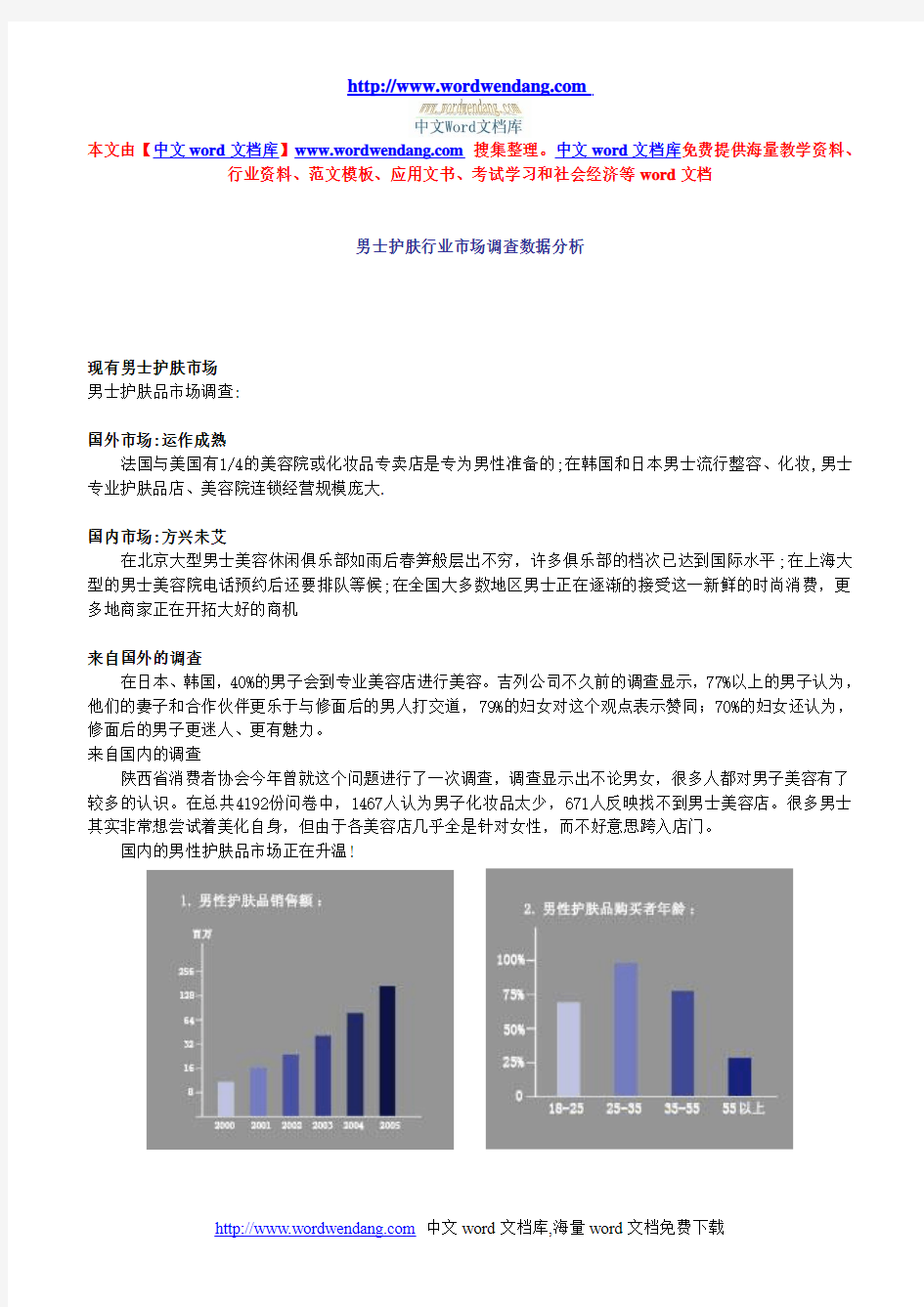 男士护肤行业市场调查数据分析.