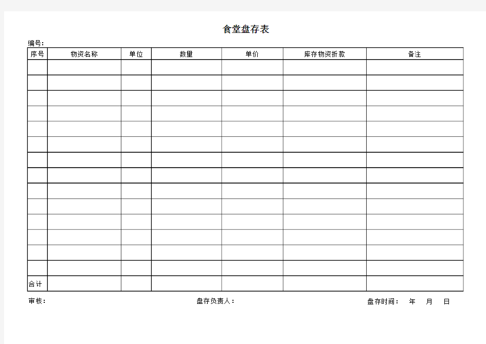 食堂盘存表