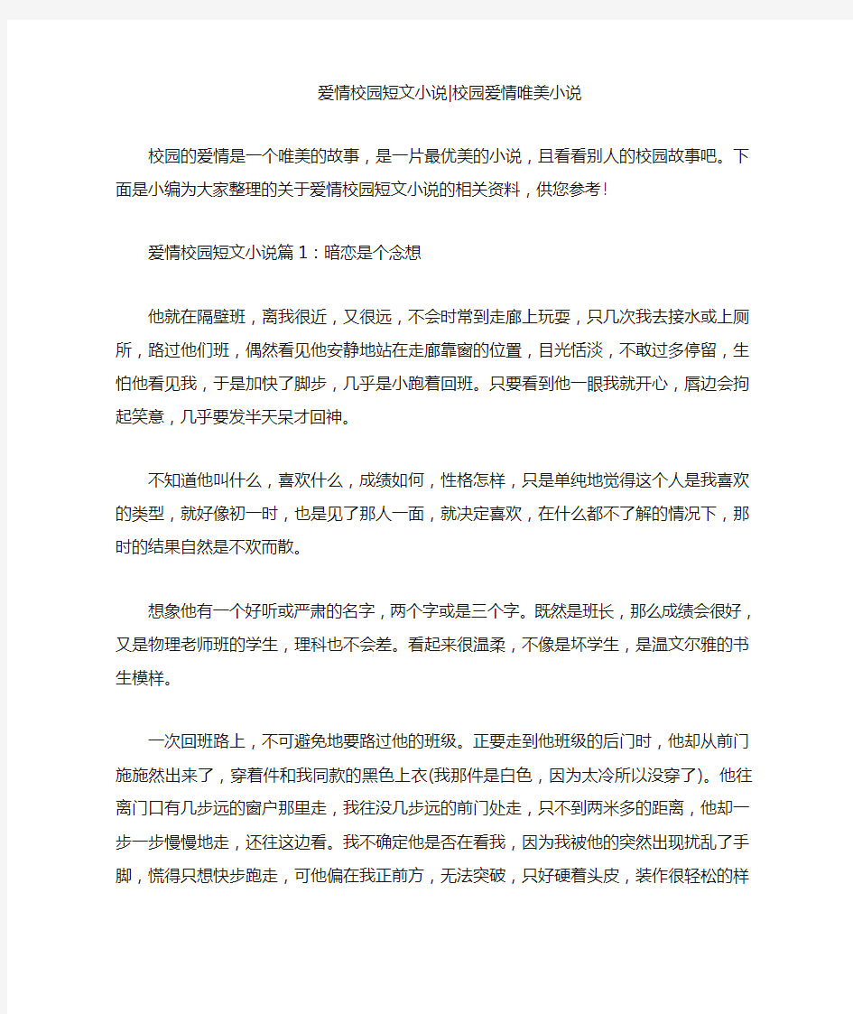 爱情校园短文小说-校园爱情唯美小说