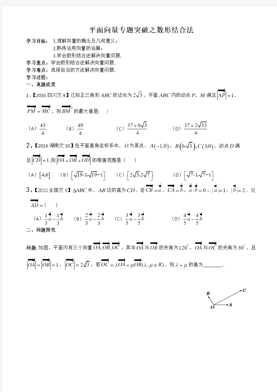 平面向量专题突破之数形结合法