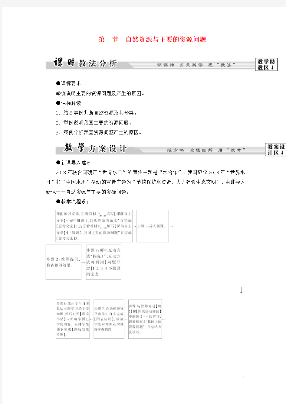 鲁科教版高中地理学科学案二章自然资源保护第1节自然资源与主要的资源问题10