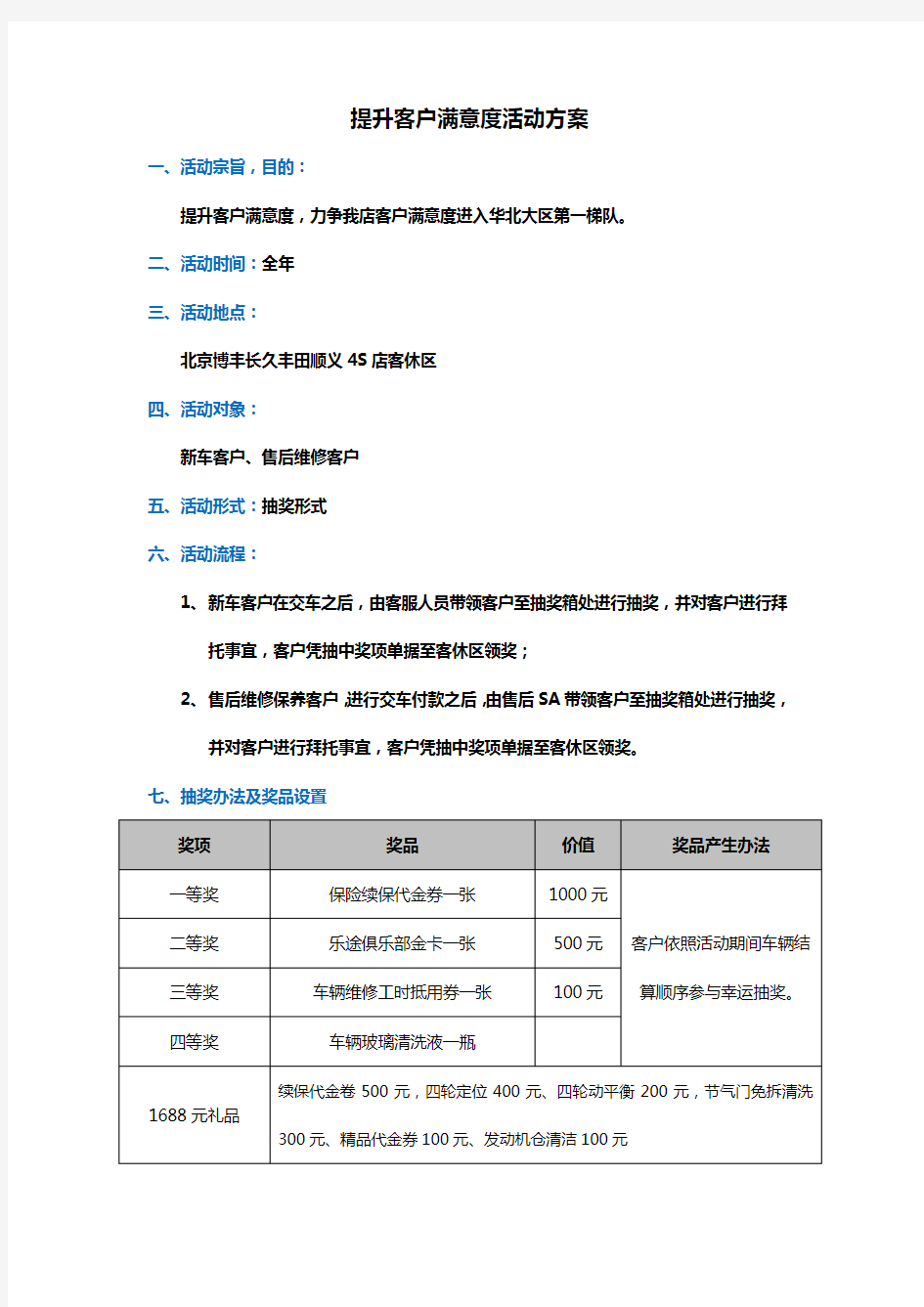 (完整版)提升客户满意度活动方案