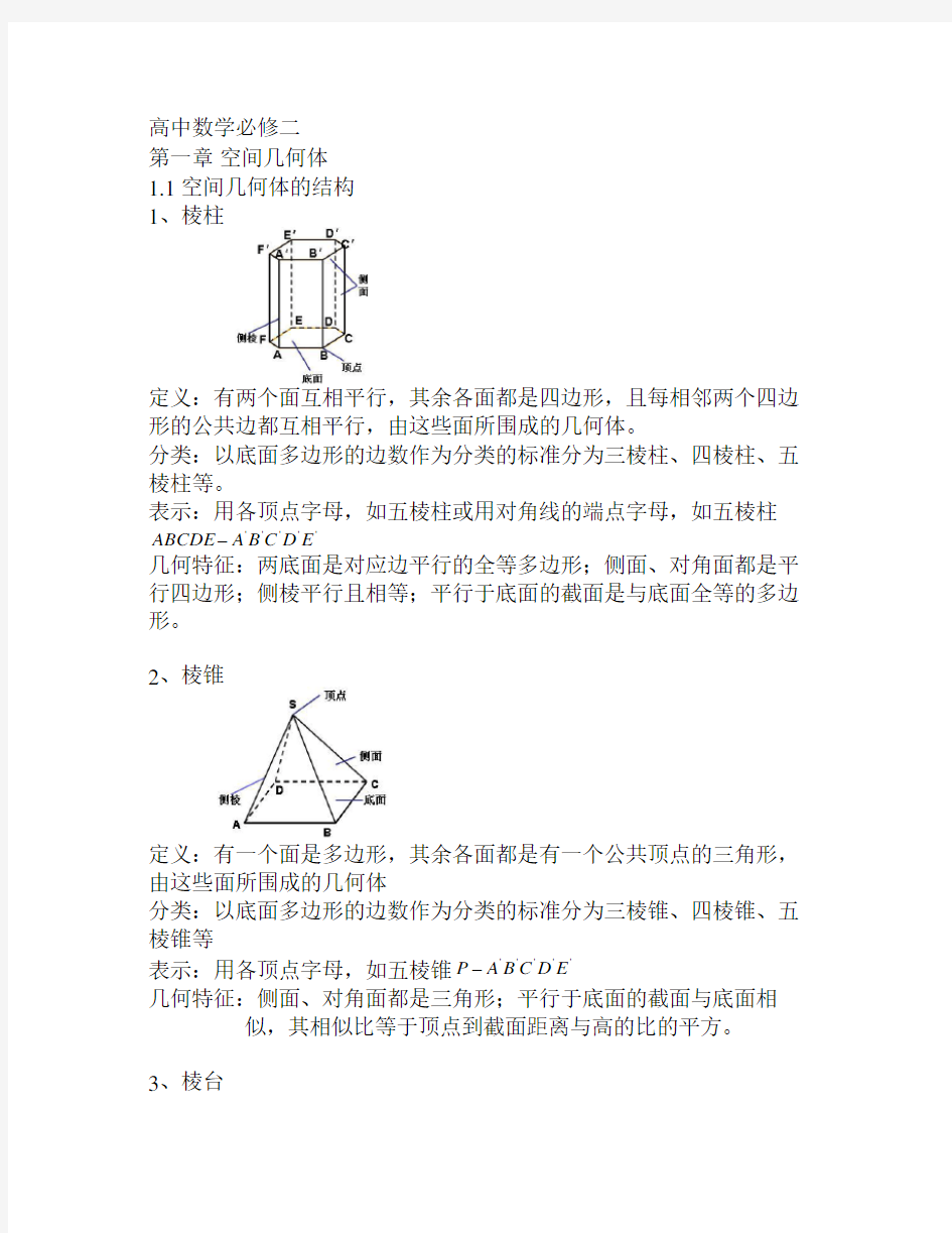 高中数学必修二知识点总结