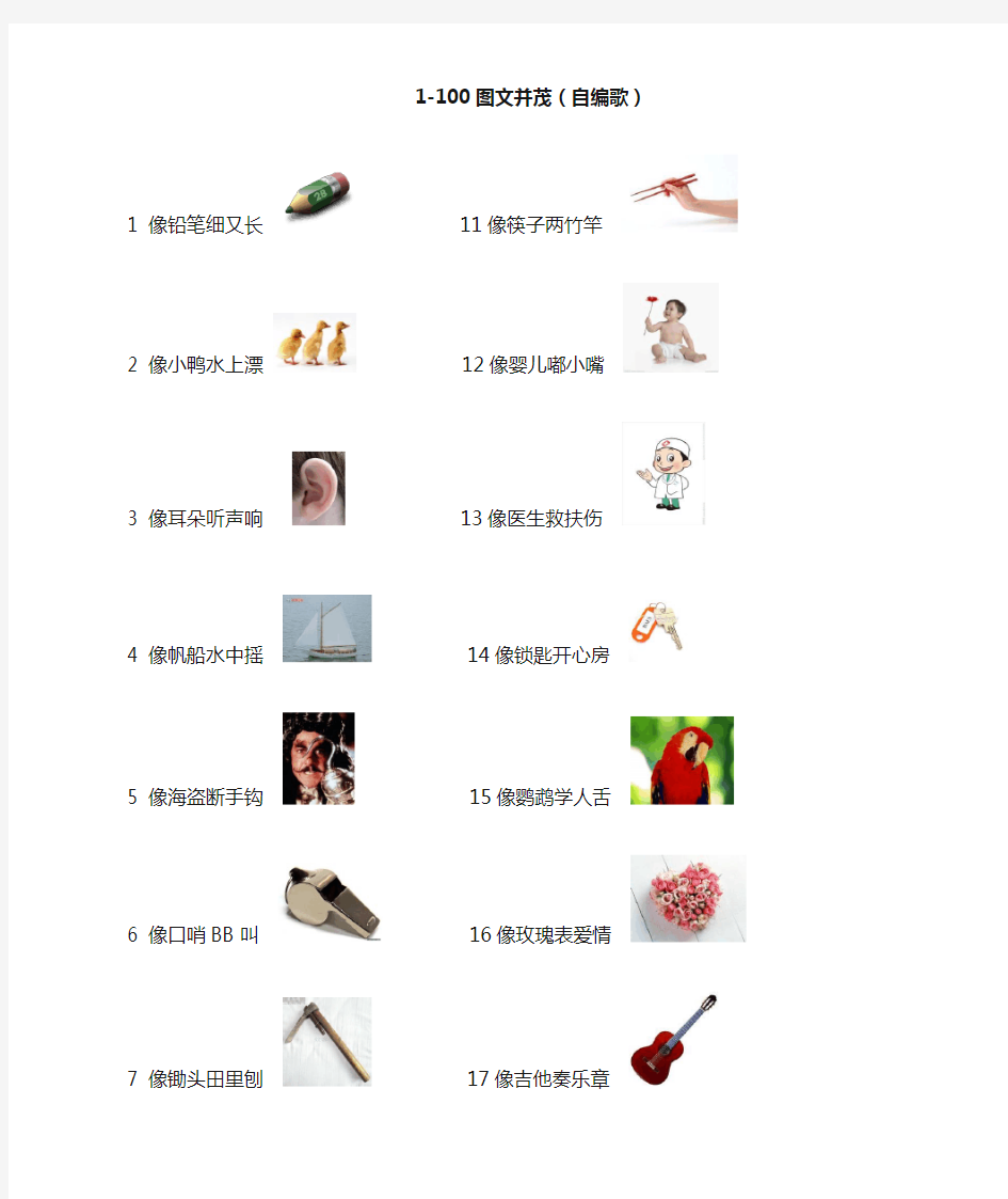 1-100数字记忆编码儿歌