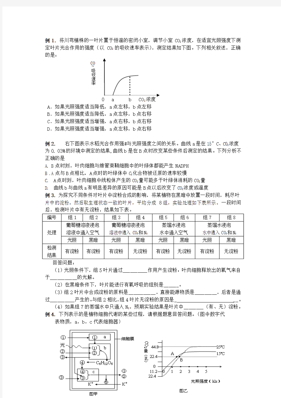 光合作用例题