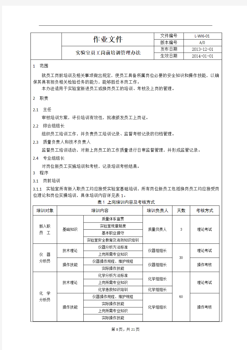 实验室员工岗前培训管理办法