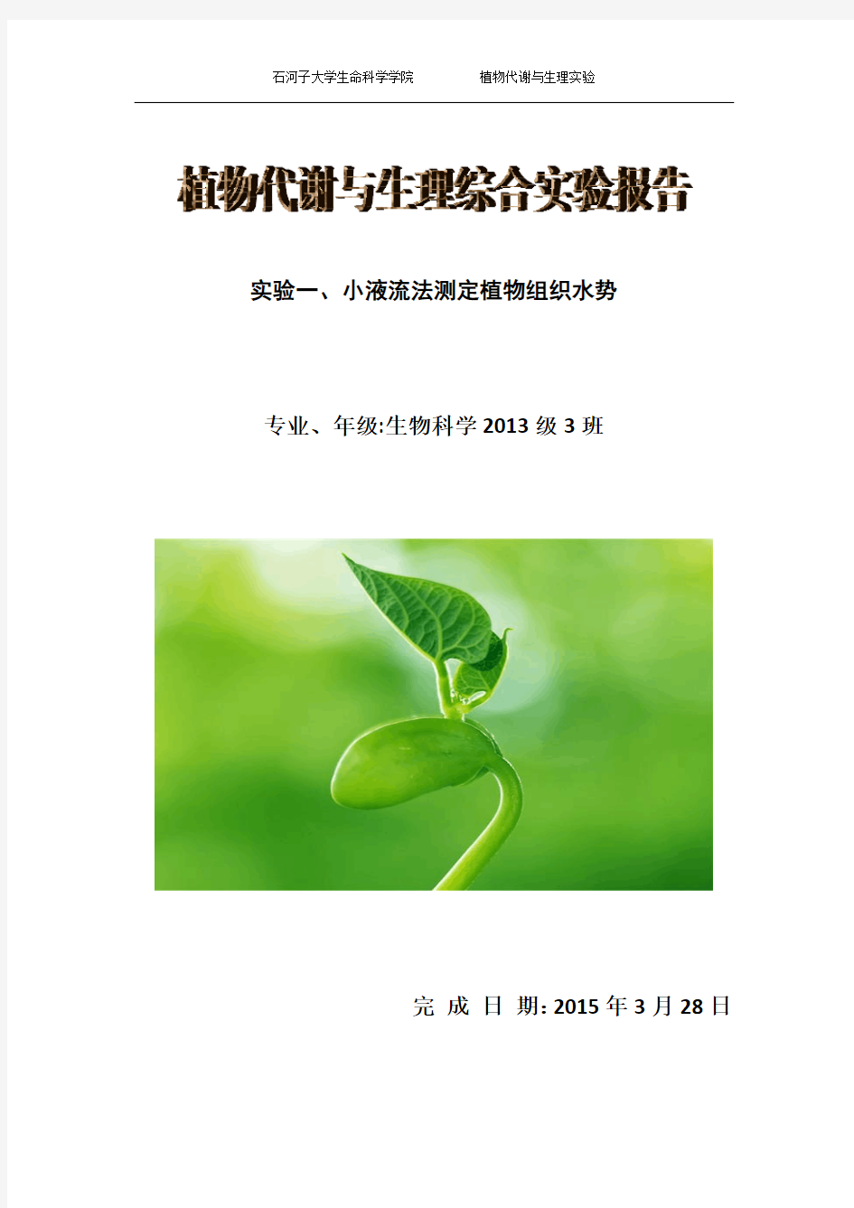 植物生理学实验报告模版SL