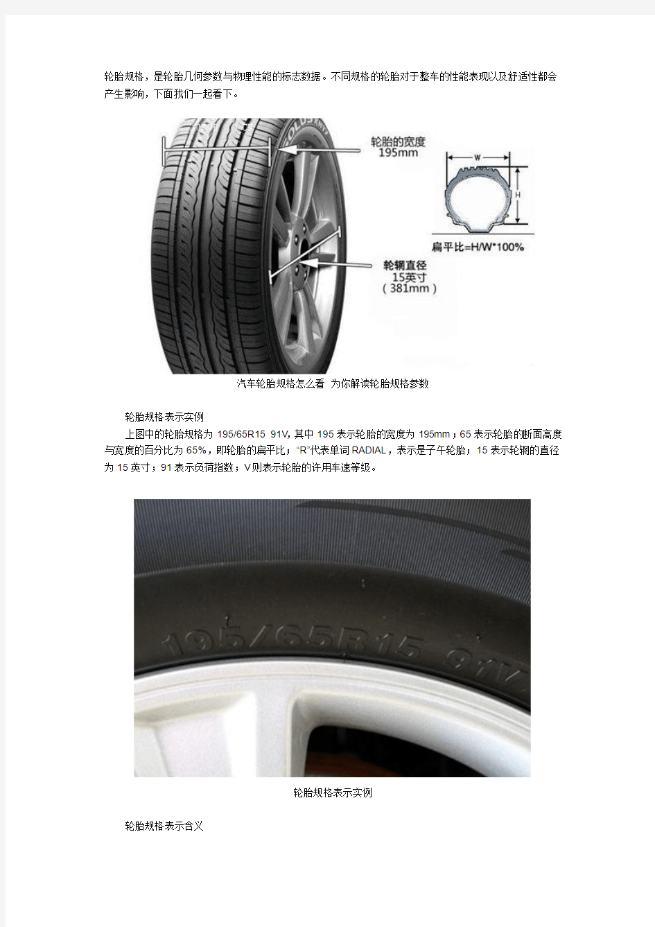 汽车轮胎规格怎么看 为你解读轮胎规格参数