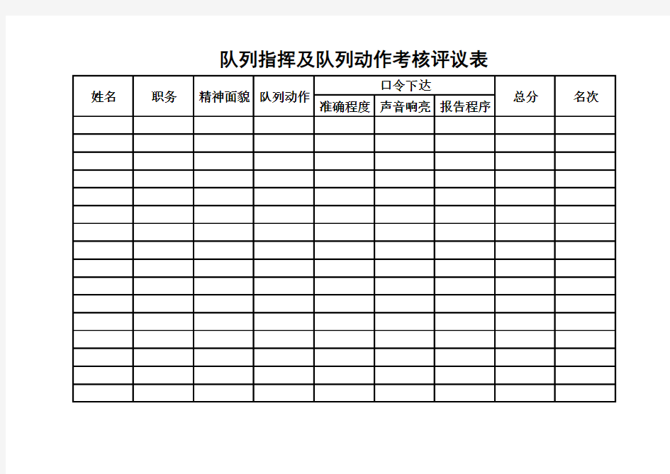 队列指挥评分表