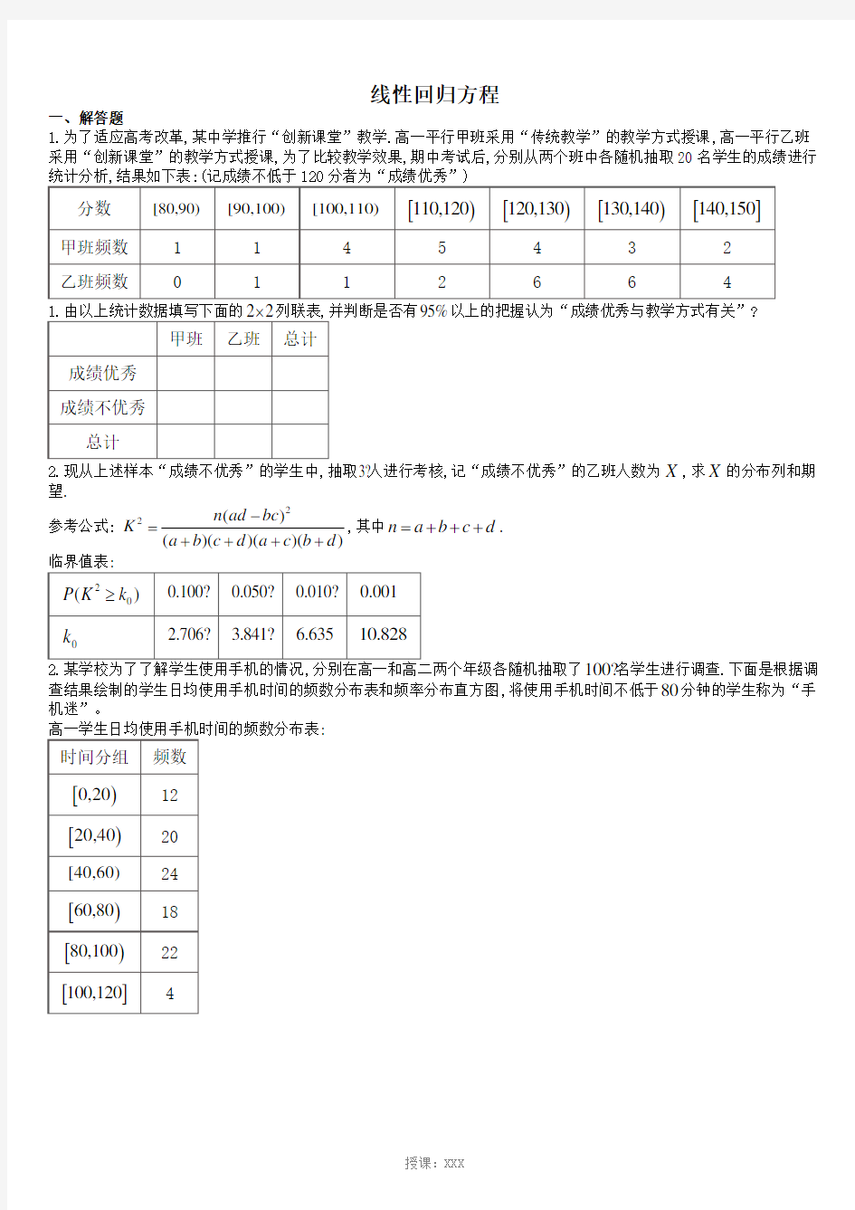 线性回归方程