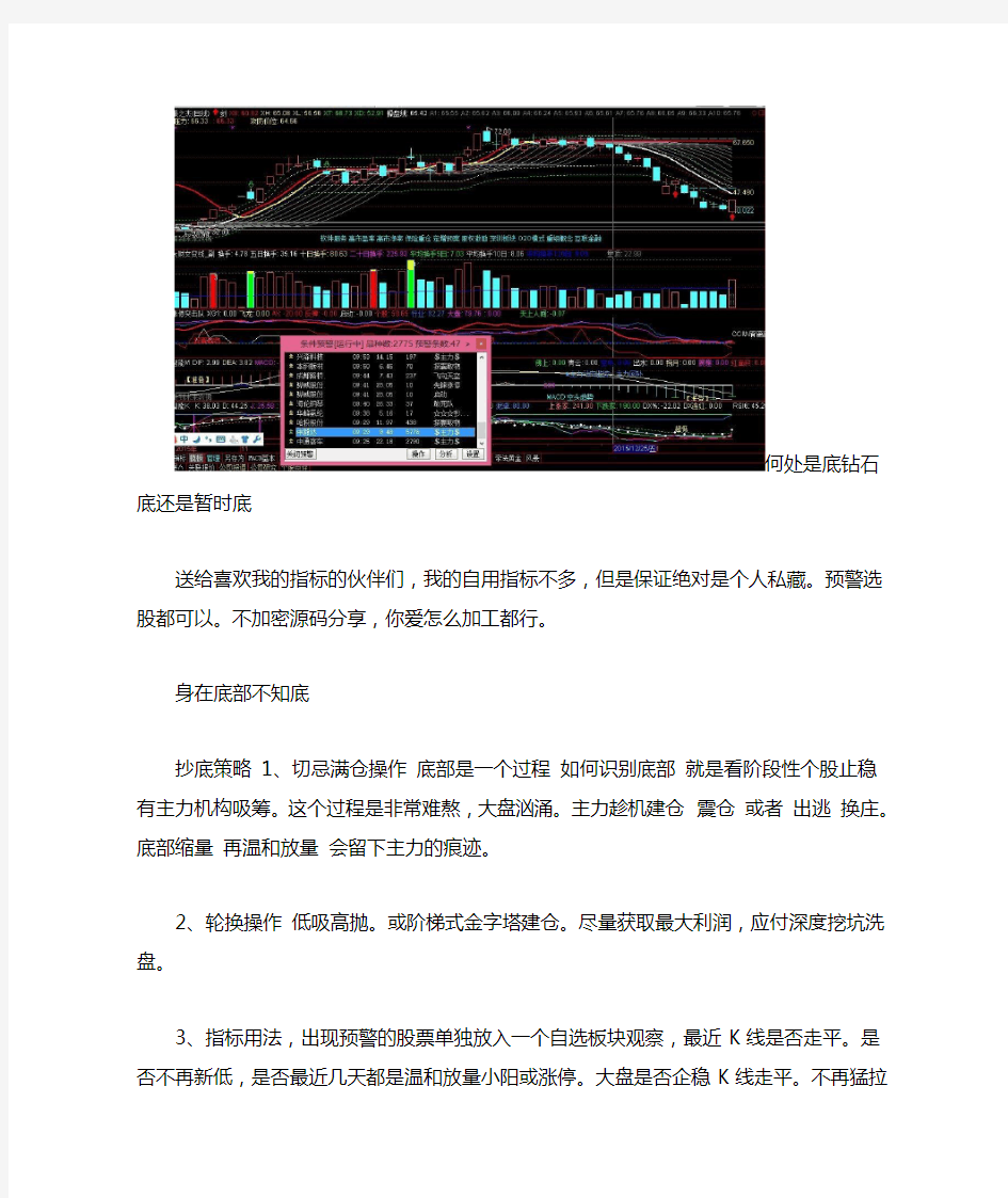 通达信抄底底部主力建仓副图选股预警