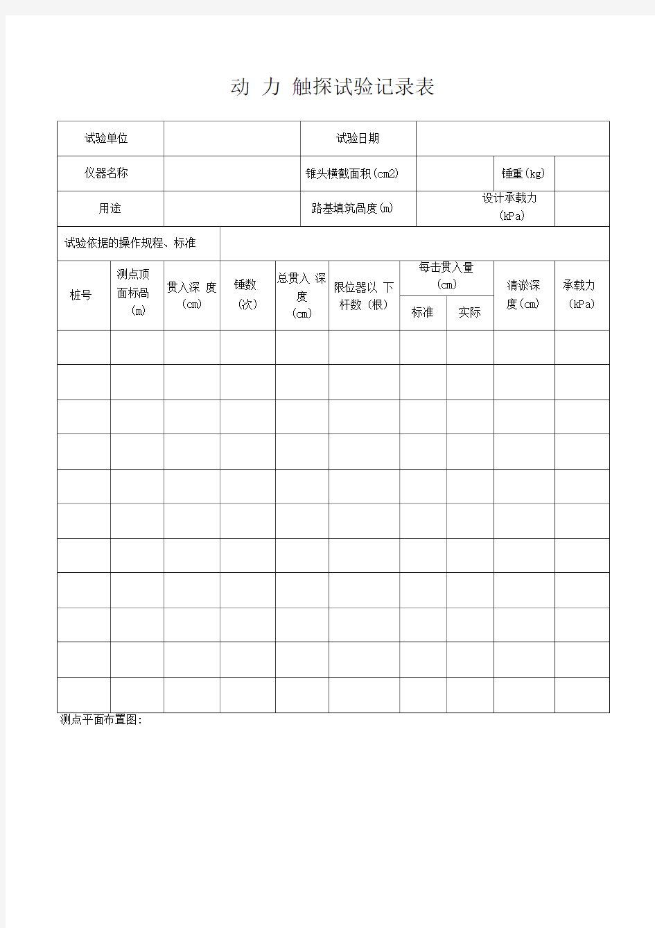 标贯动力触探静力触探原始记录