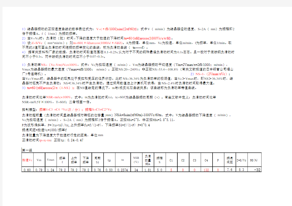 结晶器振动参数计算