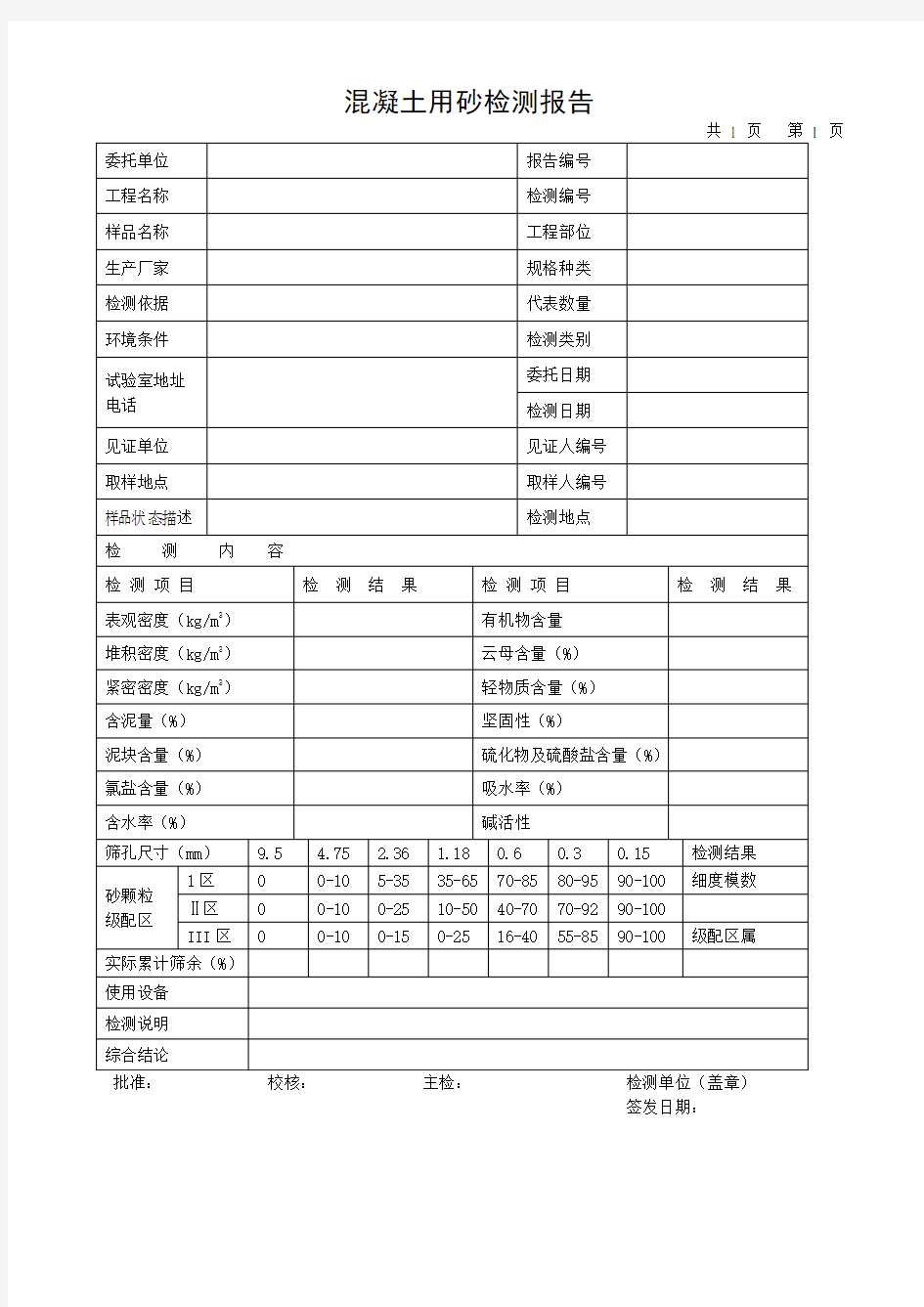 混凝土用砂检测报告