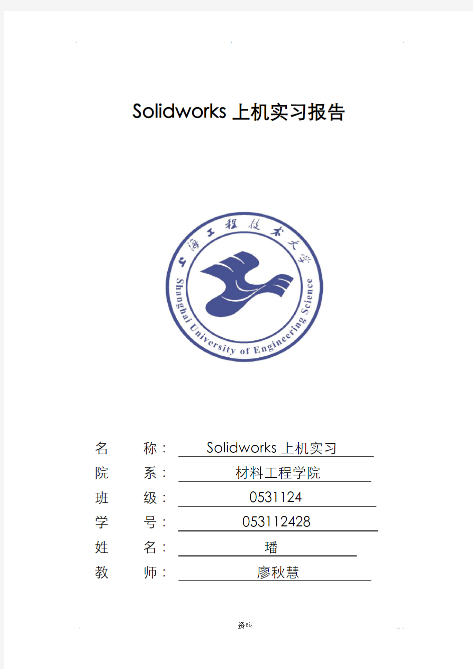 Solidworks实习报告