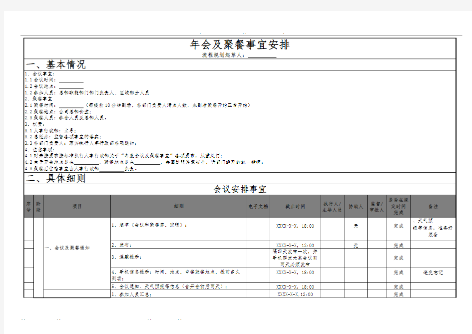 年会工作整体流程表(万能年会策划)