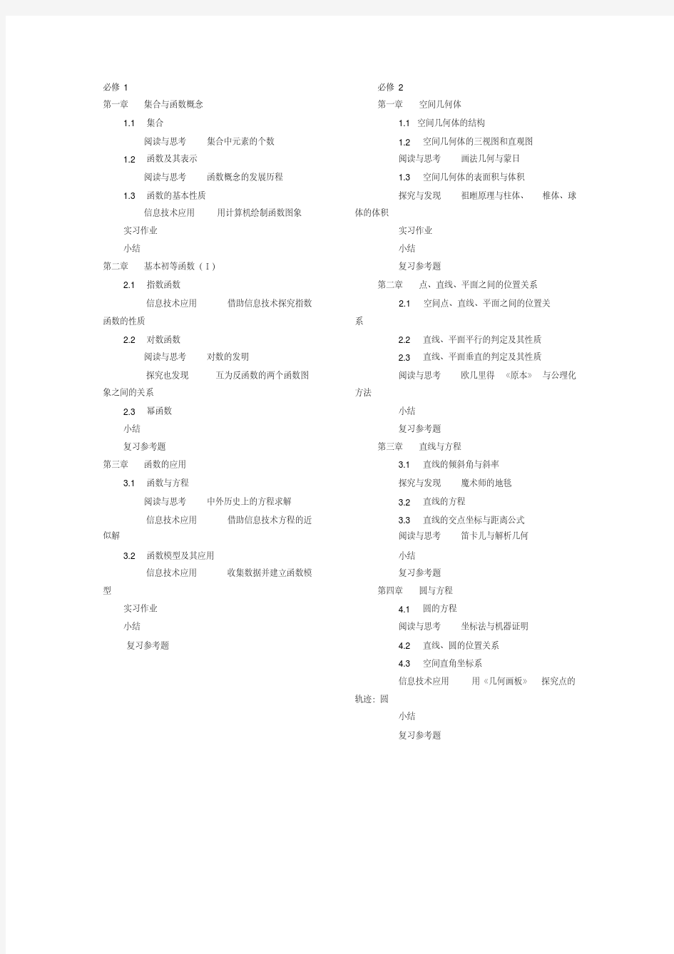 人教版高中数学必修选修目录..pdf