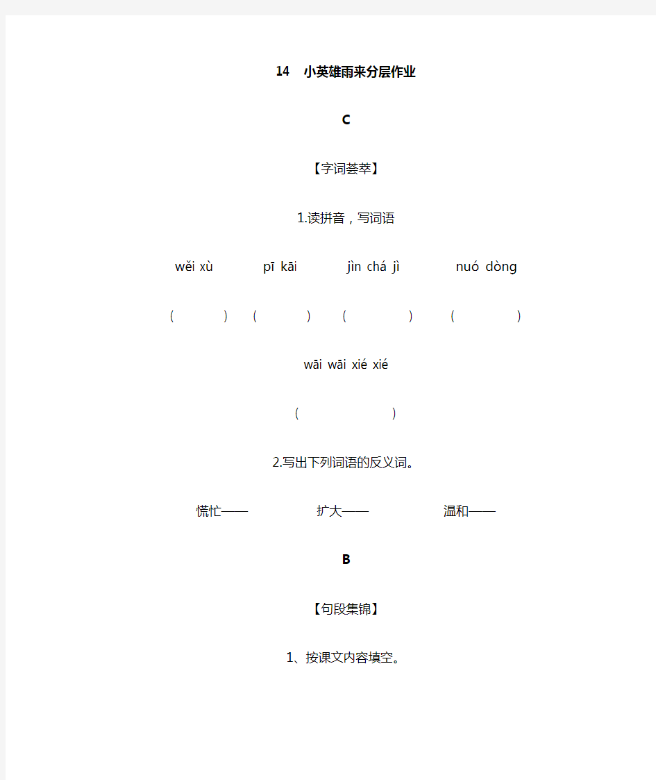 小英雄雨来作业设计