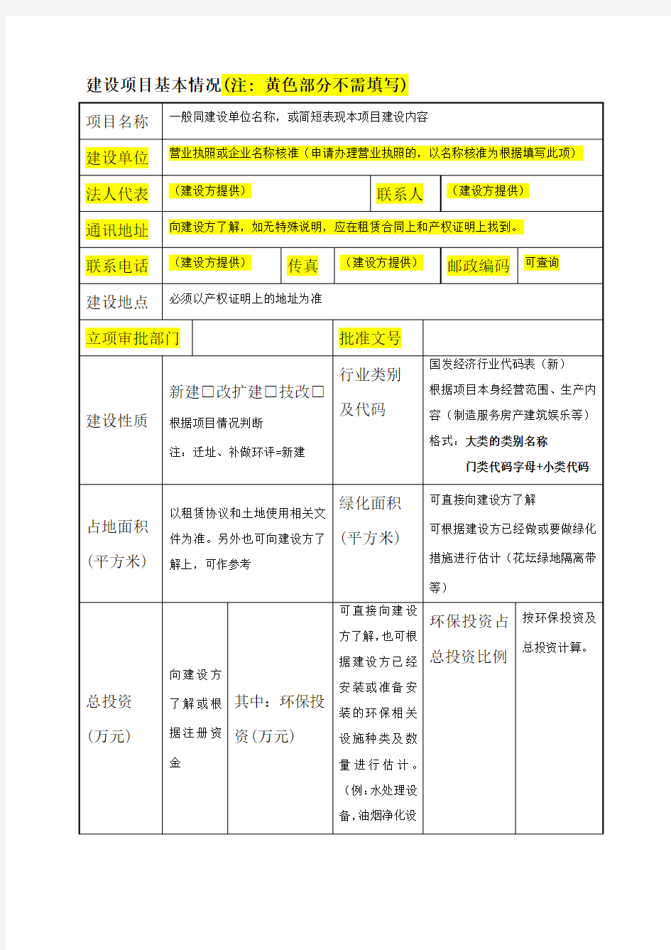 环评报告模板